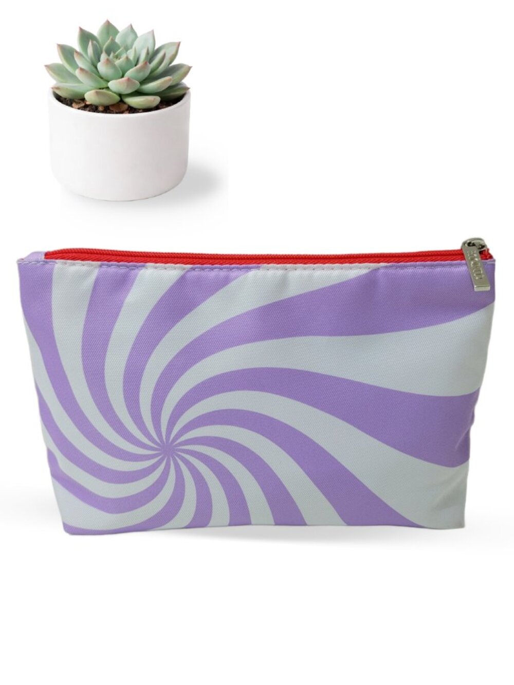 Clinique Purple Swirl Cosmetic Bag | Red Zipper | Like New